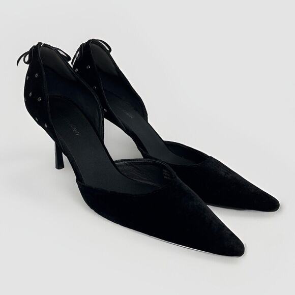 Calvin Klein Black Velvet Hermione Pointed Toe Heels BLACK WOMEN Size 9 - Picture 1 of 8